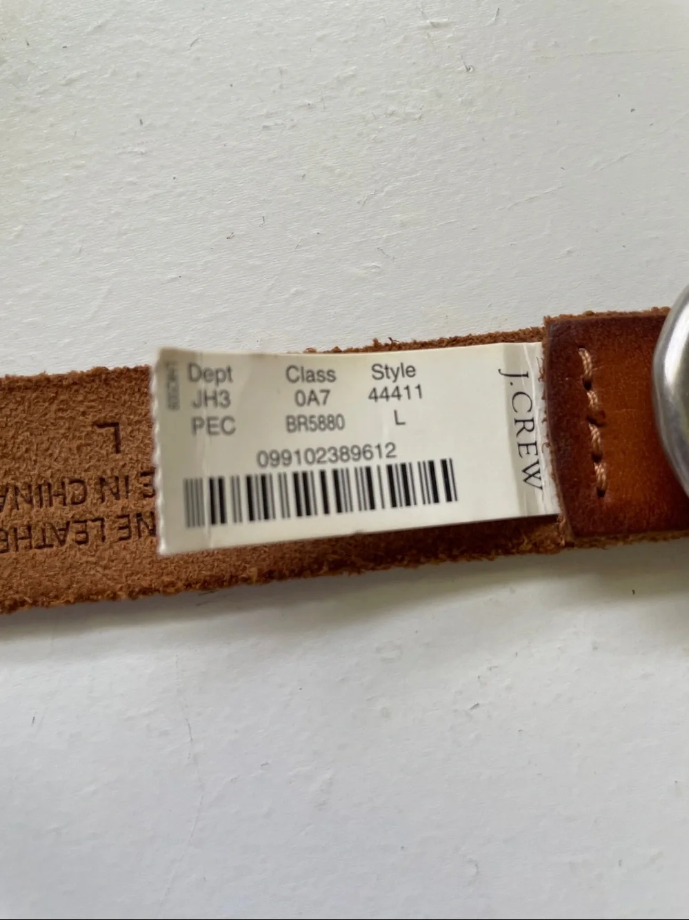 Silver Tone Studded Brown Leather Skinny Belt Large J Crew Moto Biker Casual - Picture 7 of 9